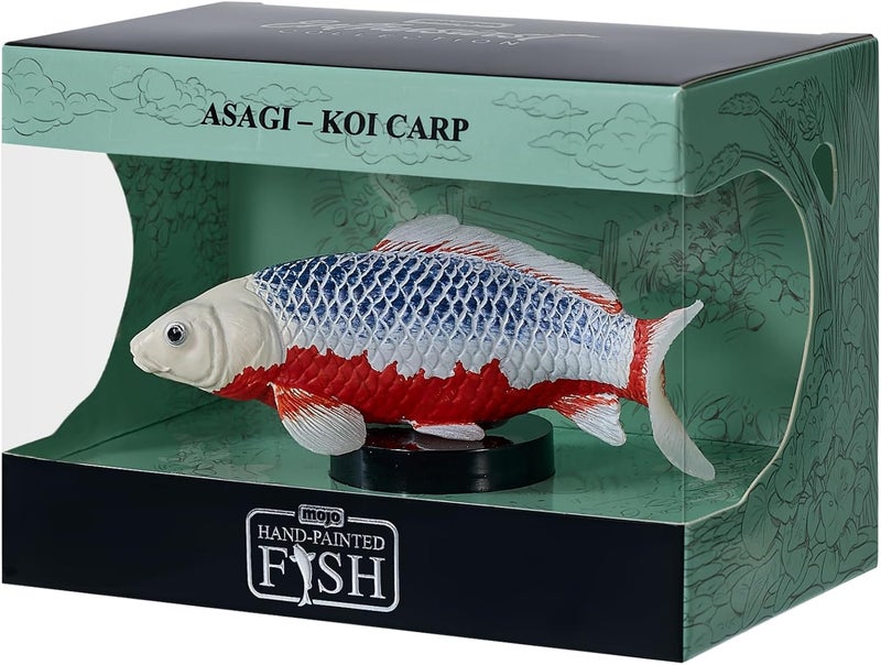 MOJO | Hand-Painted Koi Carp Asagi Fish Figurine, Blue and Red Decorative Model, Collector Series 1, Japanese Style (Asagi K) - Image 1
